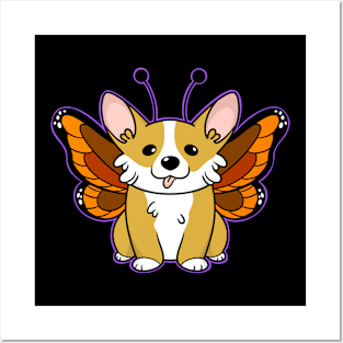 Cute Corgi Butterfly Posters and Art